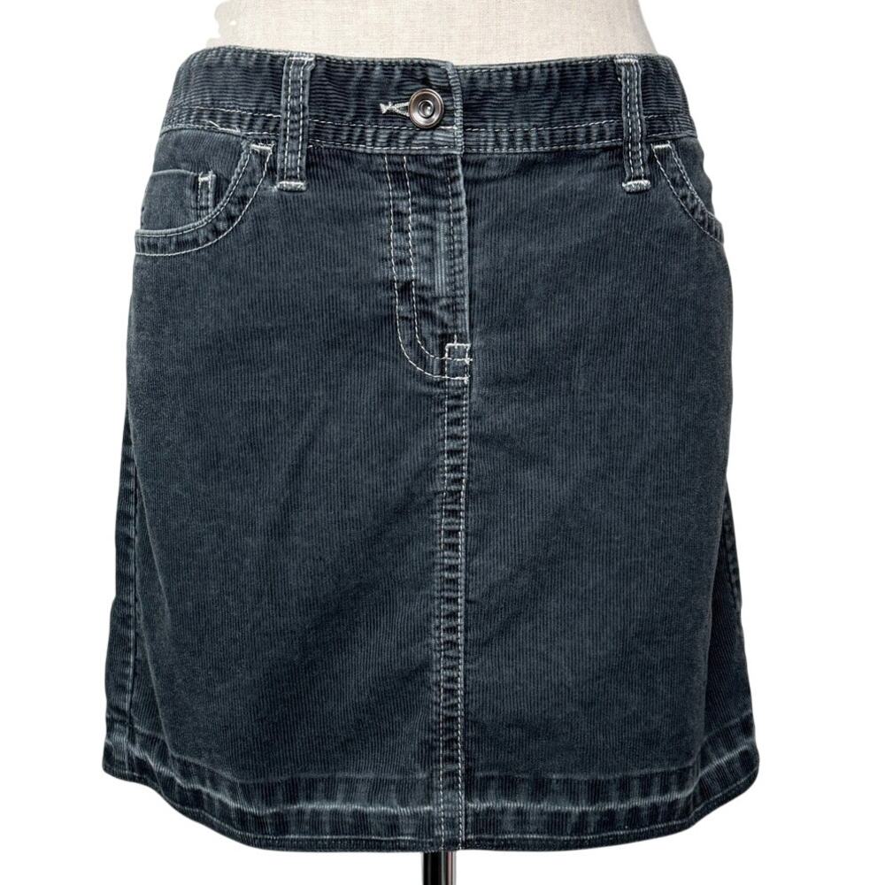 LOFT Ann Taylor Corduroy Mini Skirt Charcoal Vintage Y2K Whimsygoth Cotton 8